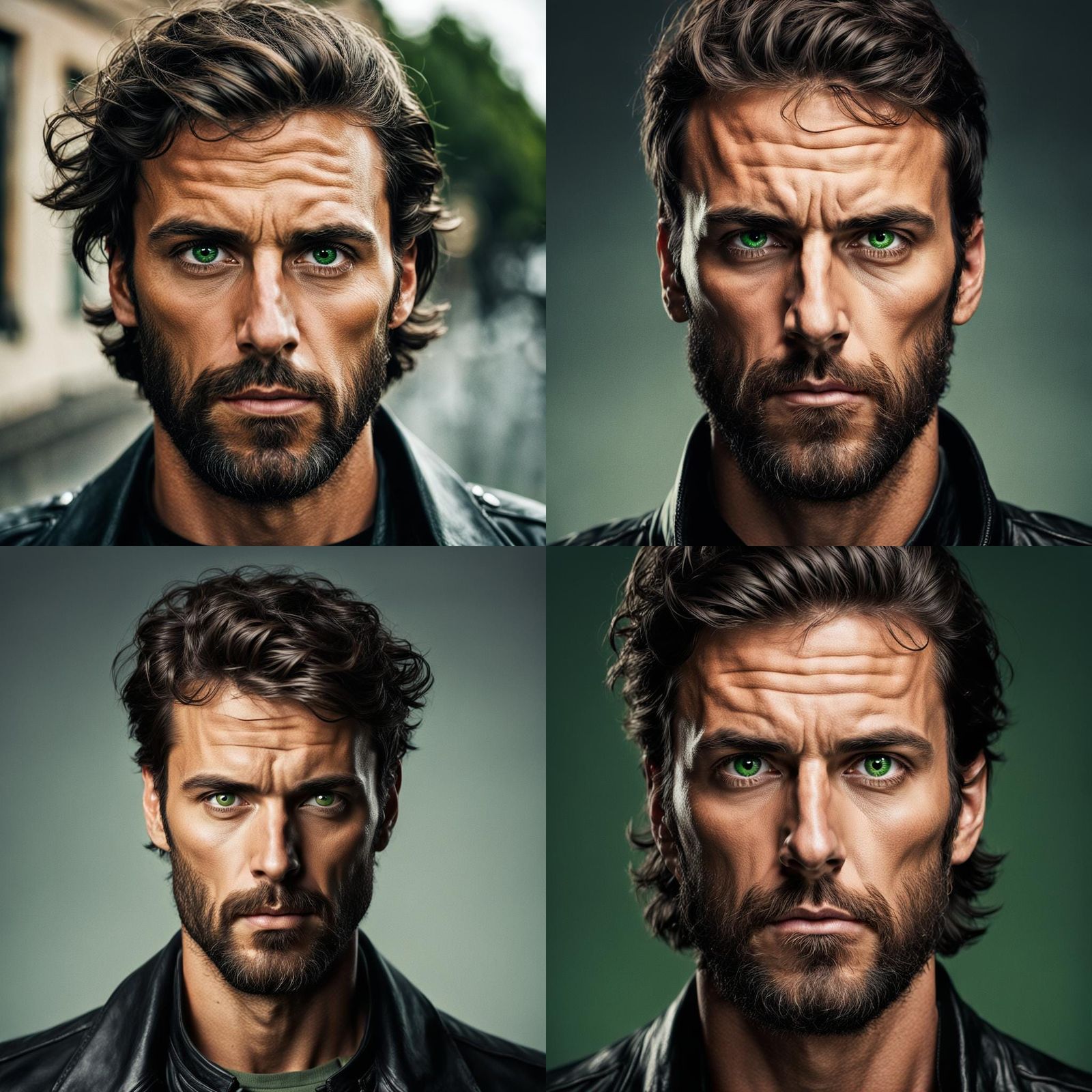 Intense Portrait of a Man with Green Eyes