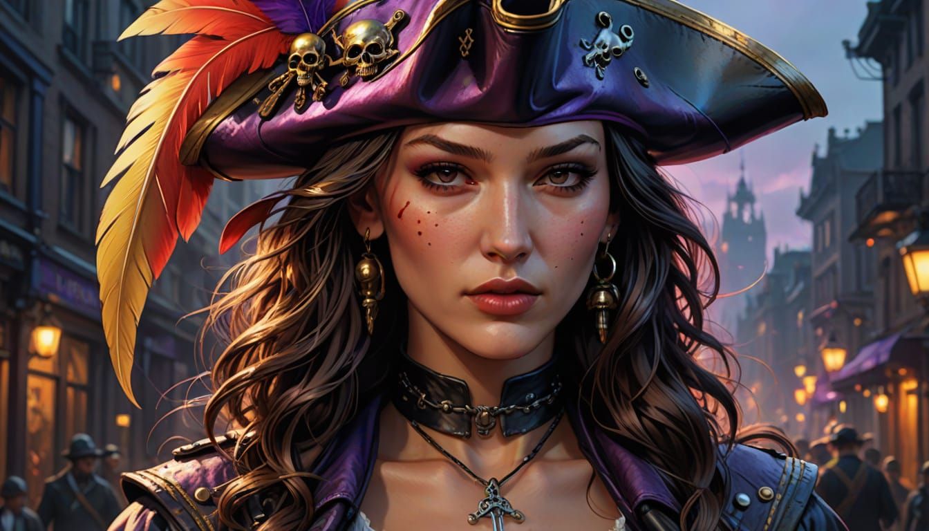 Pirate Woman Portrait in Comic Book Art Style