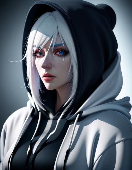 Hyperdetailed Portrait of a White-Haired Girl