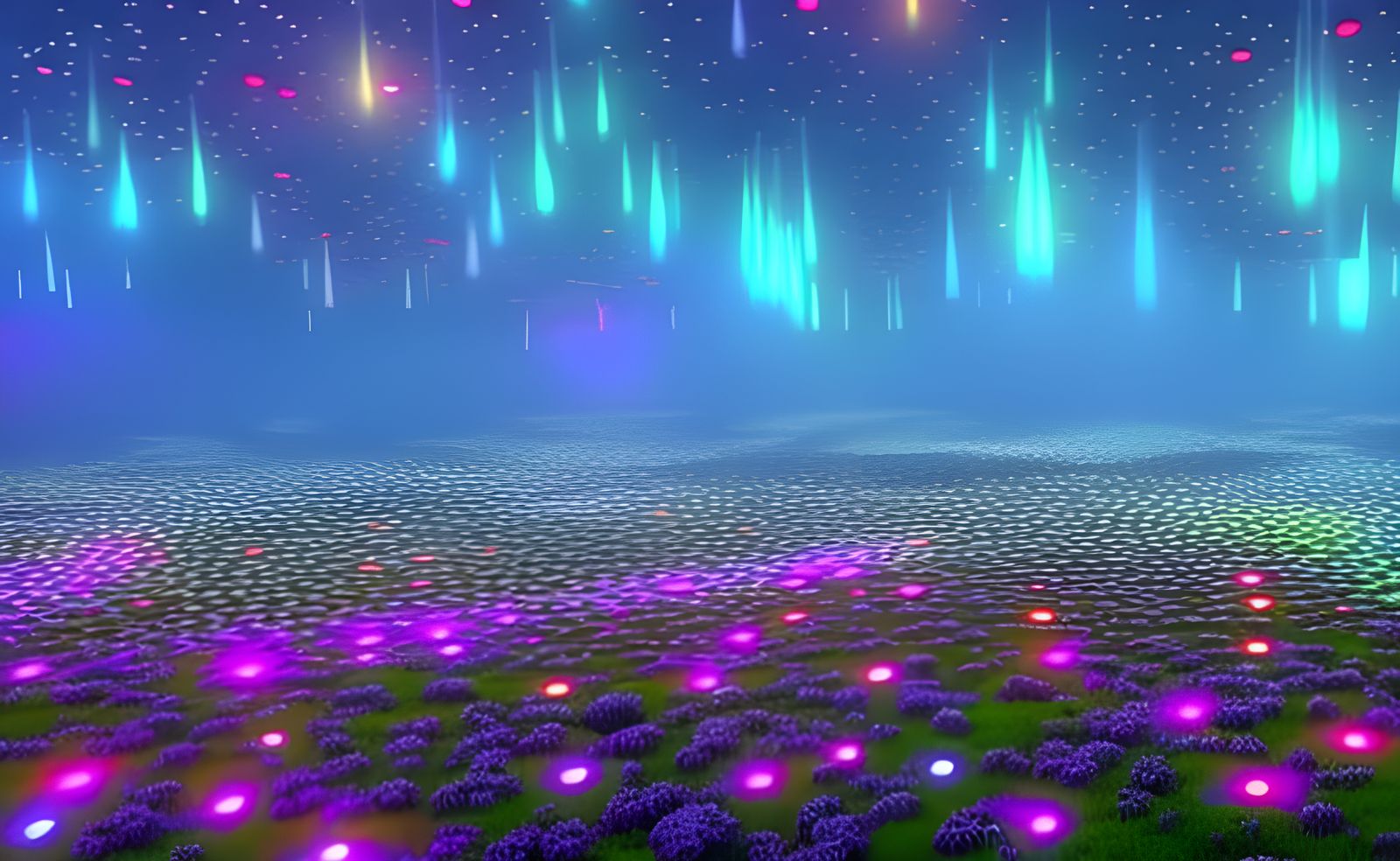 Iridescent Mushroom Labyrinth in Fantasy 3D
