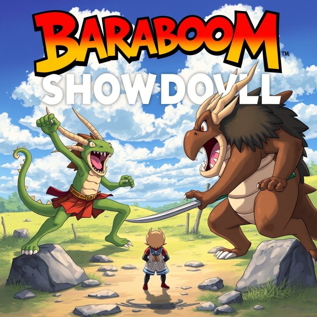 Anime Characters in a Dramatic Showdown