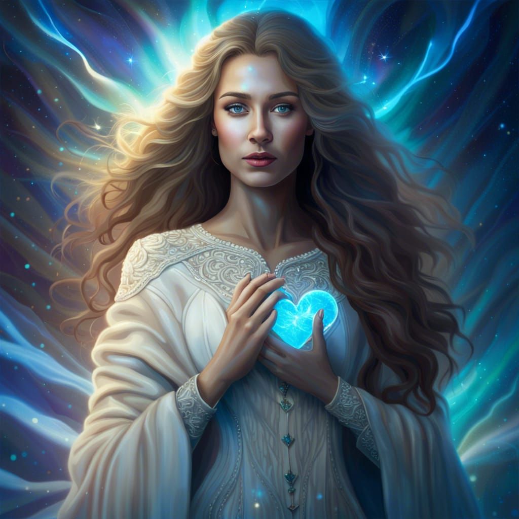 Woman Shows Heart Under Aurora Borealis in 8K