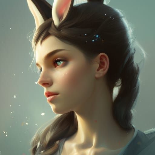 Hyperdetailed Gamer Girl Portrait in Art Nouveau Style