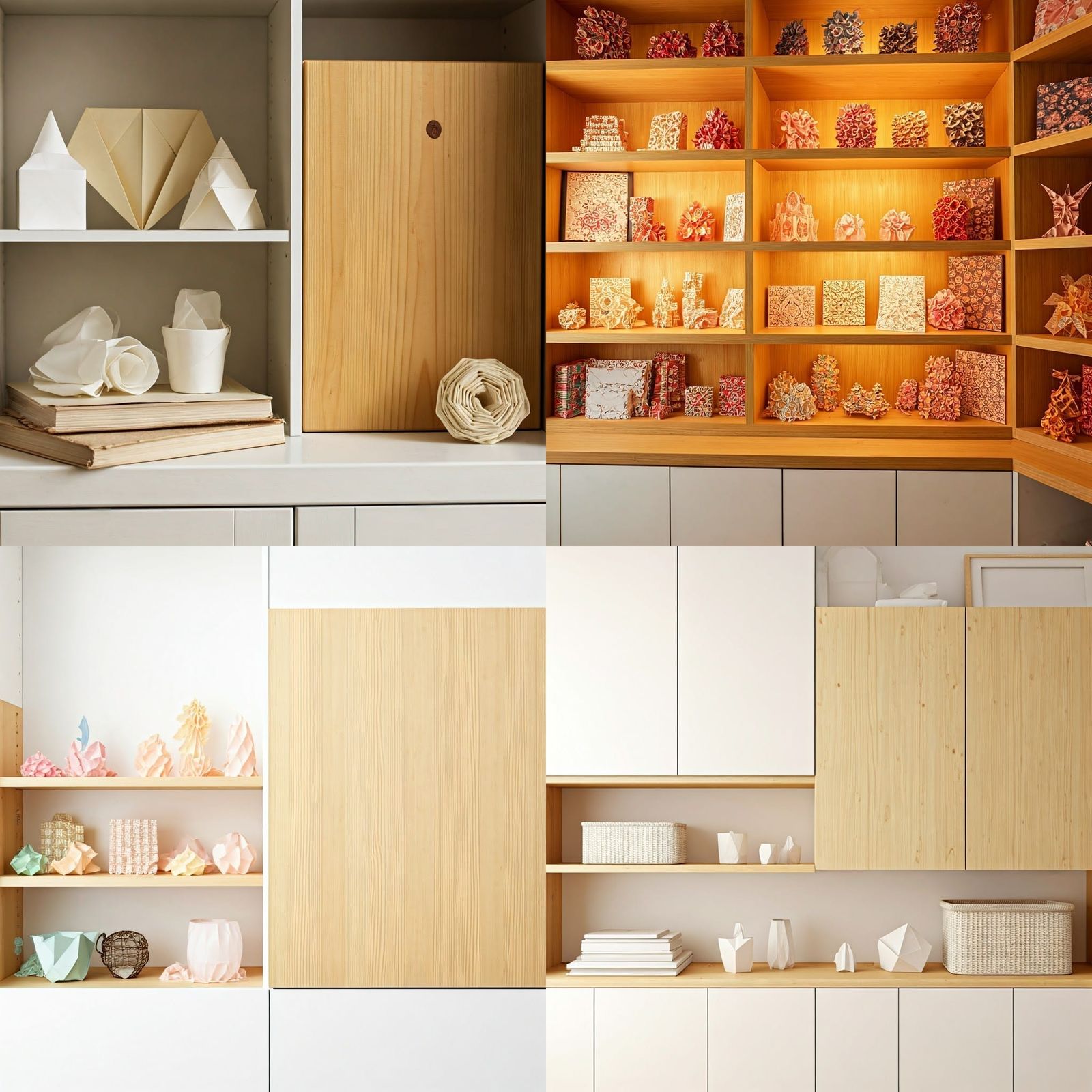 Organized White and Pine Cabinets Showcase Declutter