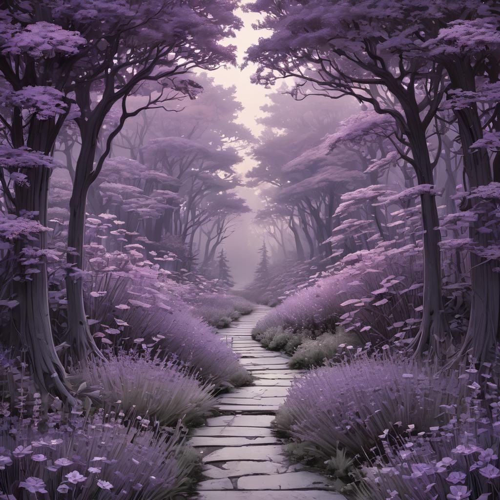Lavender Monochromatic Art Piece: Enchanted Fey Forest