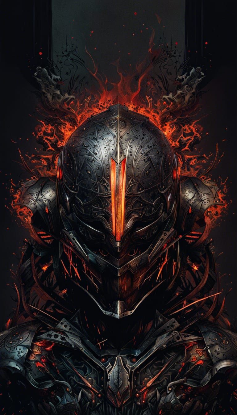 Mechanical Knight with Lava Outlines