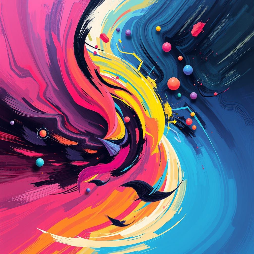 Abstract Shapes in Motion: Vibrant Digital Art