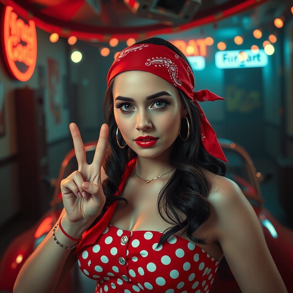 Retro Pinup Girl in HDR Aesthetic