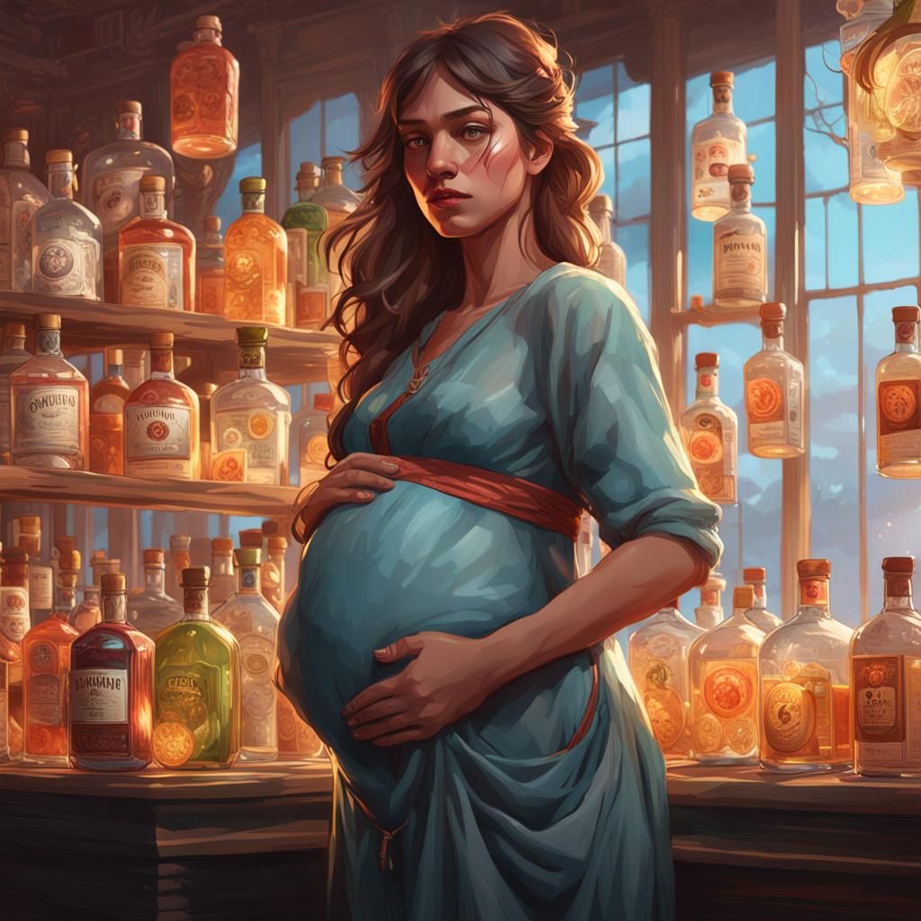 Pregnant Woman Portrait in Hyperdetailed Style