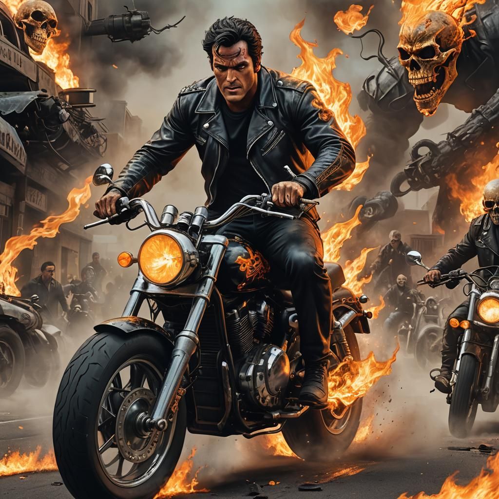 Ash Williams as Ghost Rider in Hellish Inferno