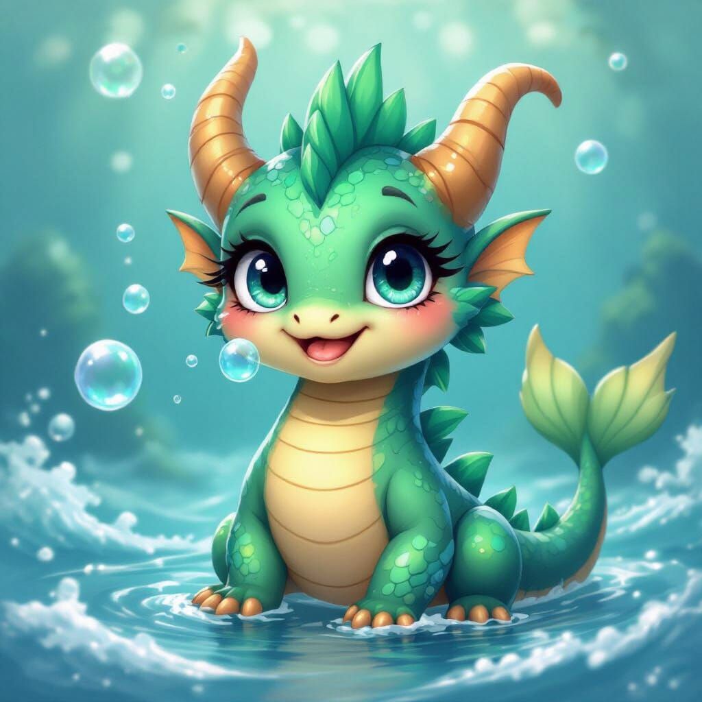 Cute Disney Baby Sea Dragon Blowing Bubbles
