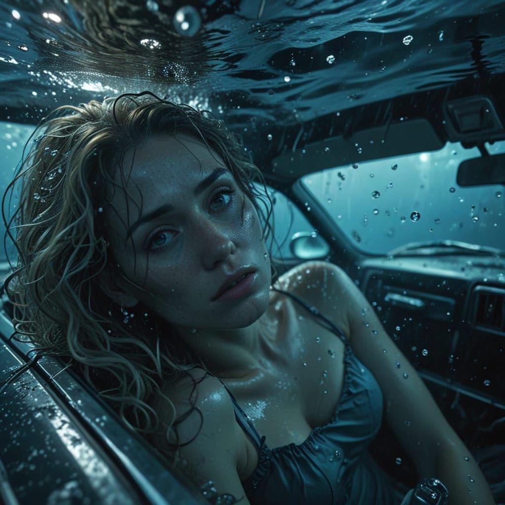 Underwater Car Scene: Woman's Tragic Drowning