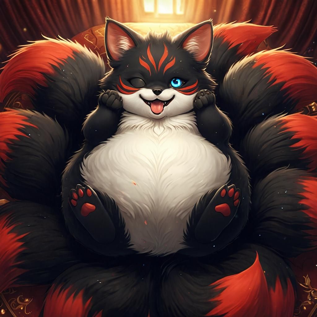 Chubby Kitsune in Luxurious Velvet Surrounds