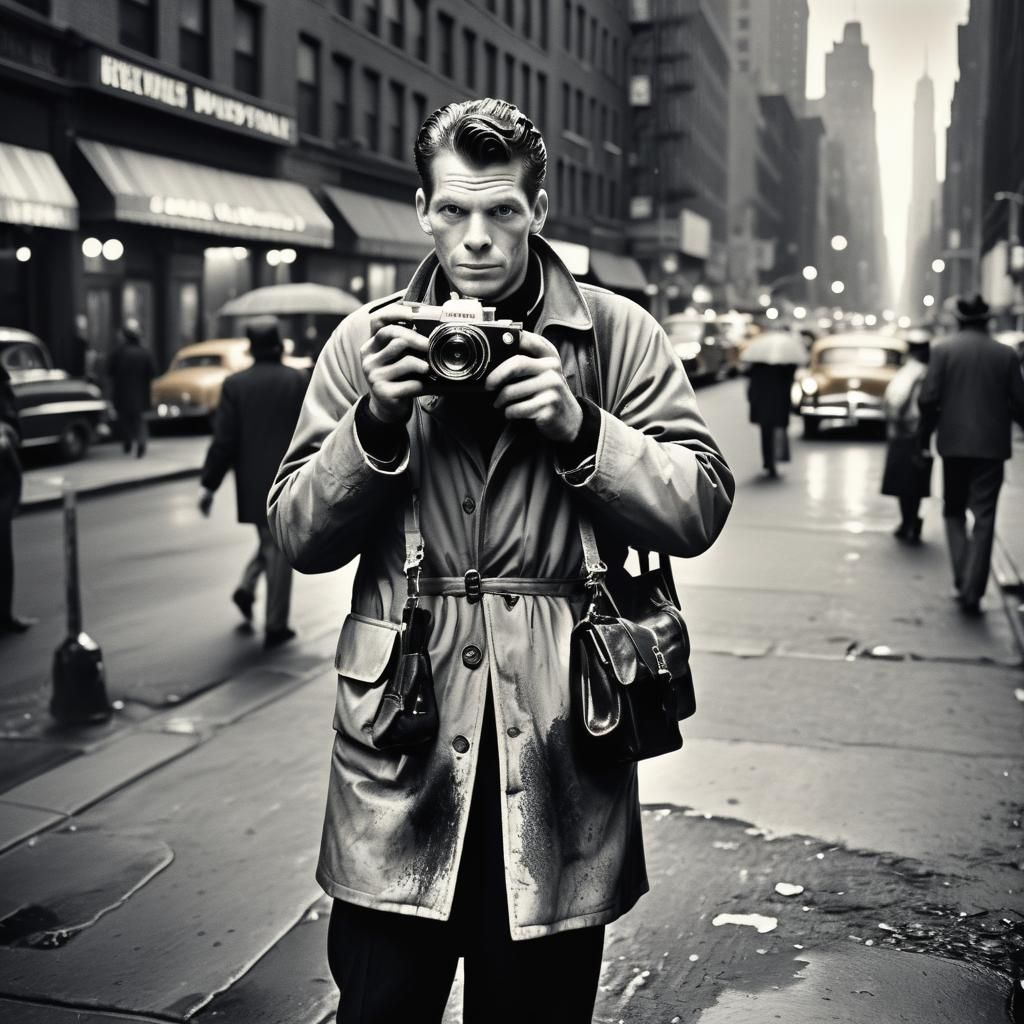 Photographer in 1950s New York: Black and White Portrait