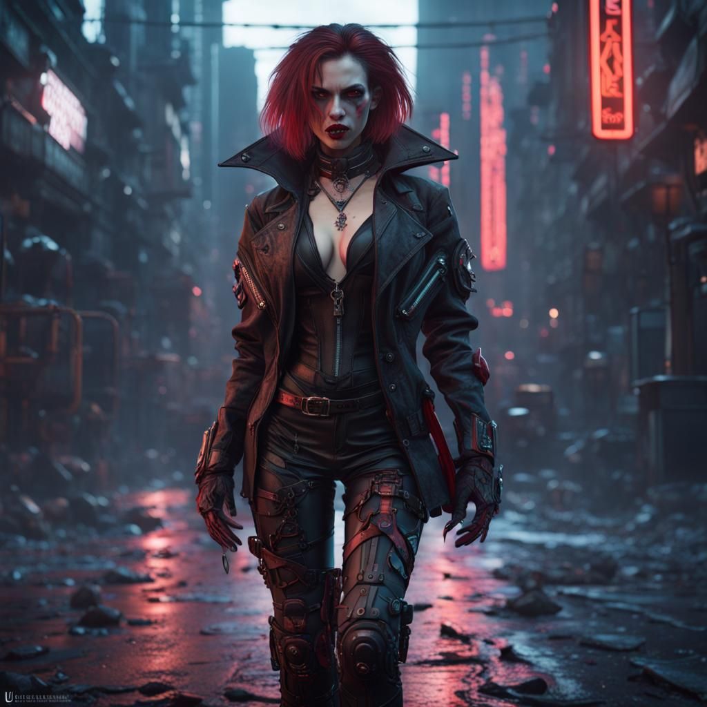Cyberpunk Vampire in Detailed Matte Painting