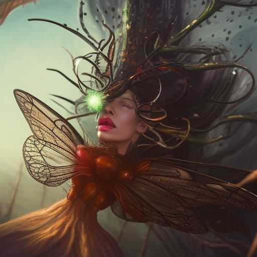 Witch Emerges from Wasp: Fantasy Concept Art
