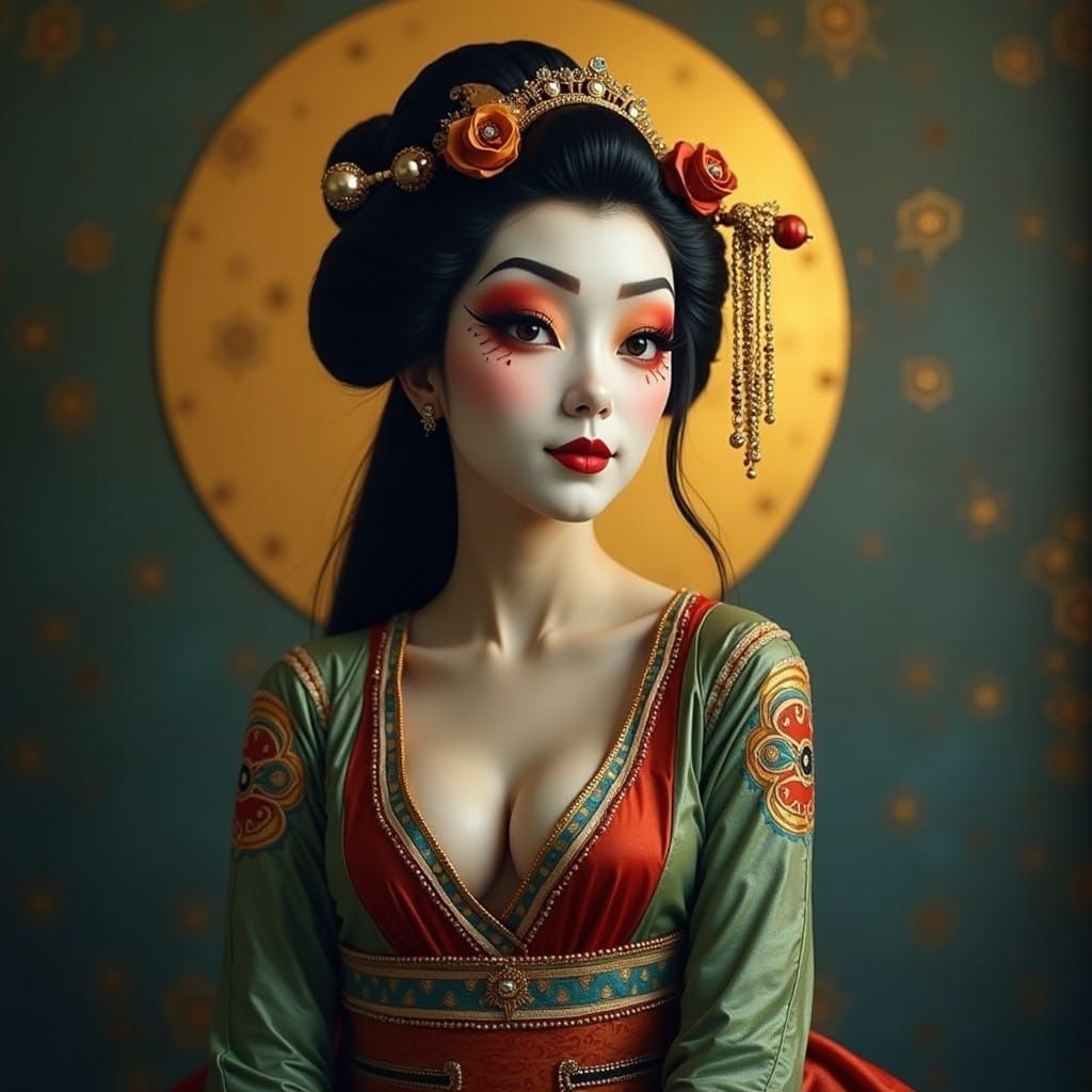 Geisha Meets Tutankhamun and Harlequin