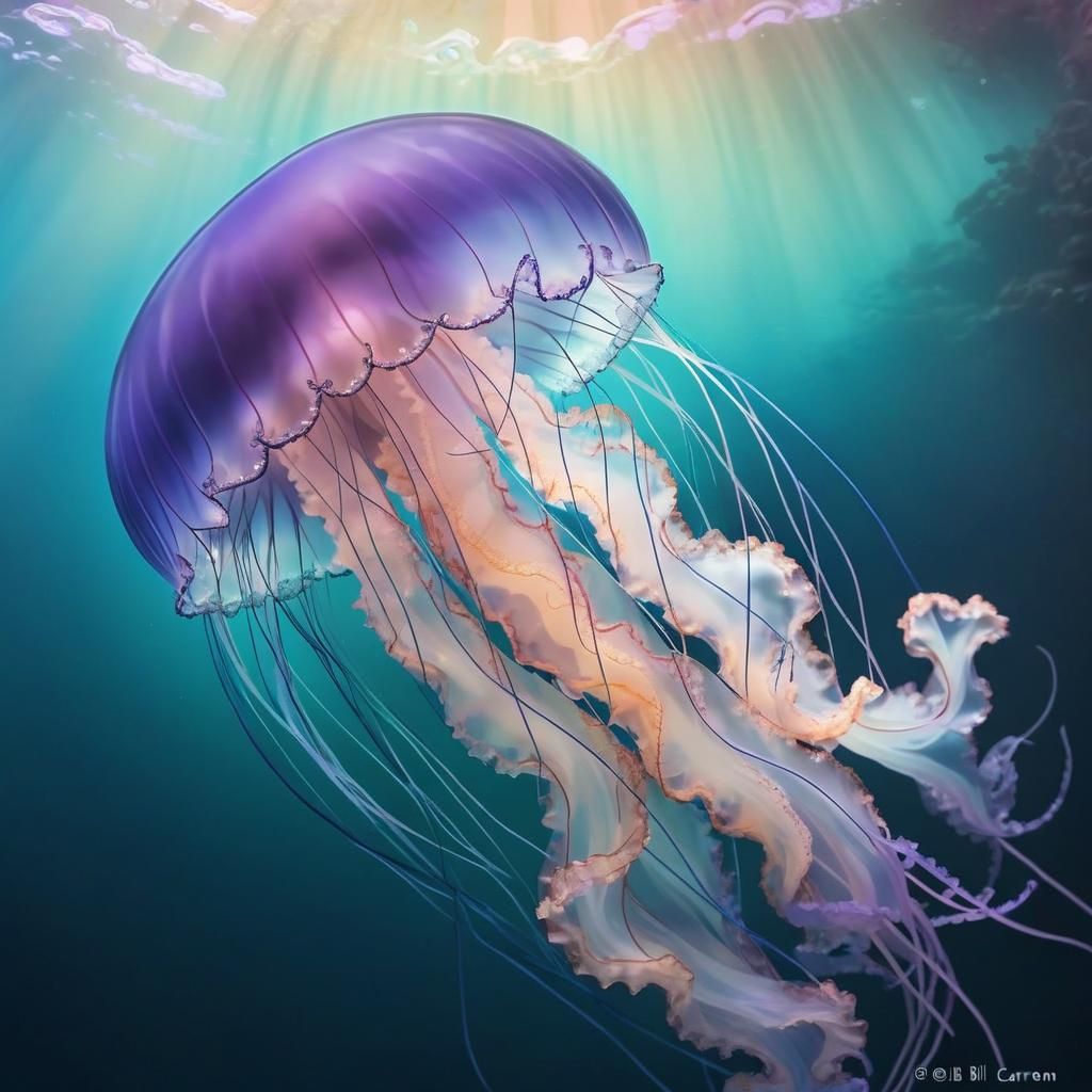 Majestic Crystal Jellyfish in Luminous Colors