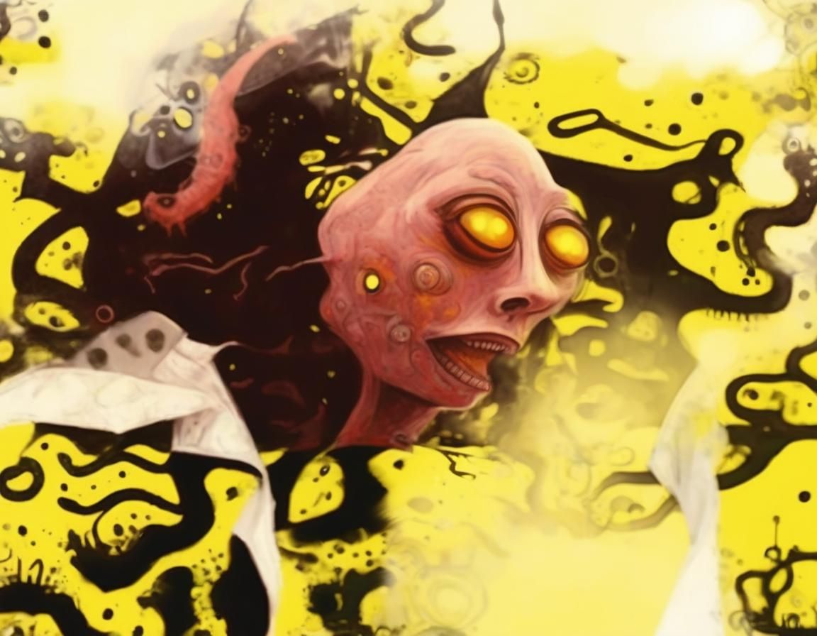 Alien Girl in Ectoplasmic Mist, Art Brut Style