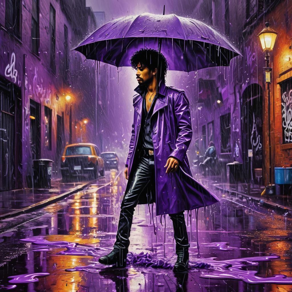 Band Plays in Purple Rain: Graffiti Street Art