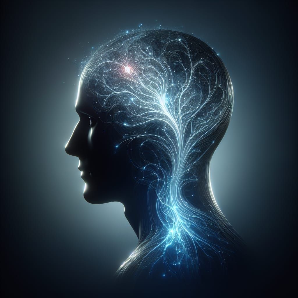 Abstract Neural Network Silhouette in Digital Art Style