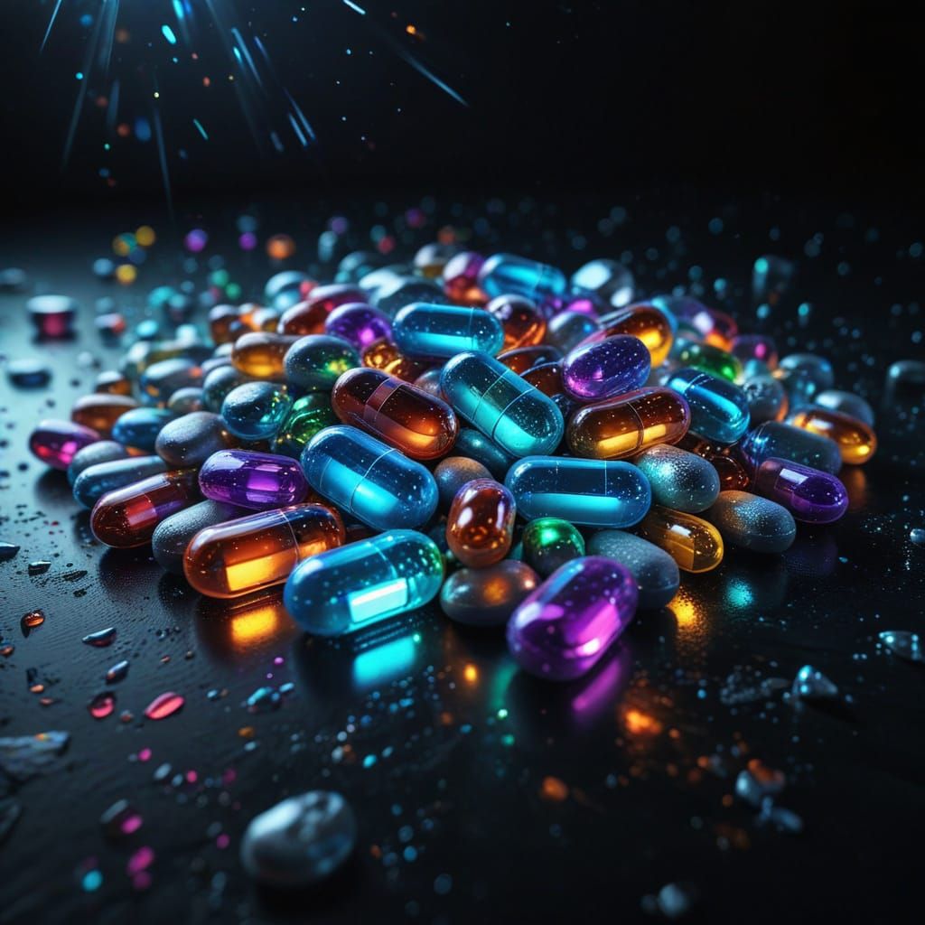 Prismatic Light Capsules in Surreal Oil Painting