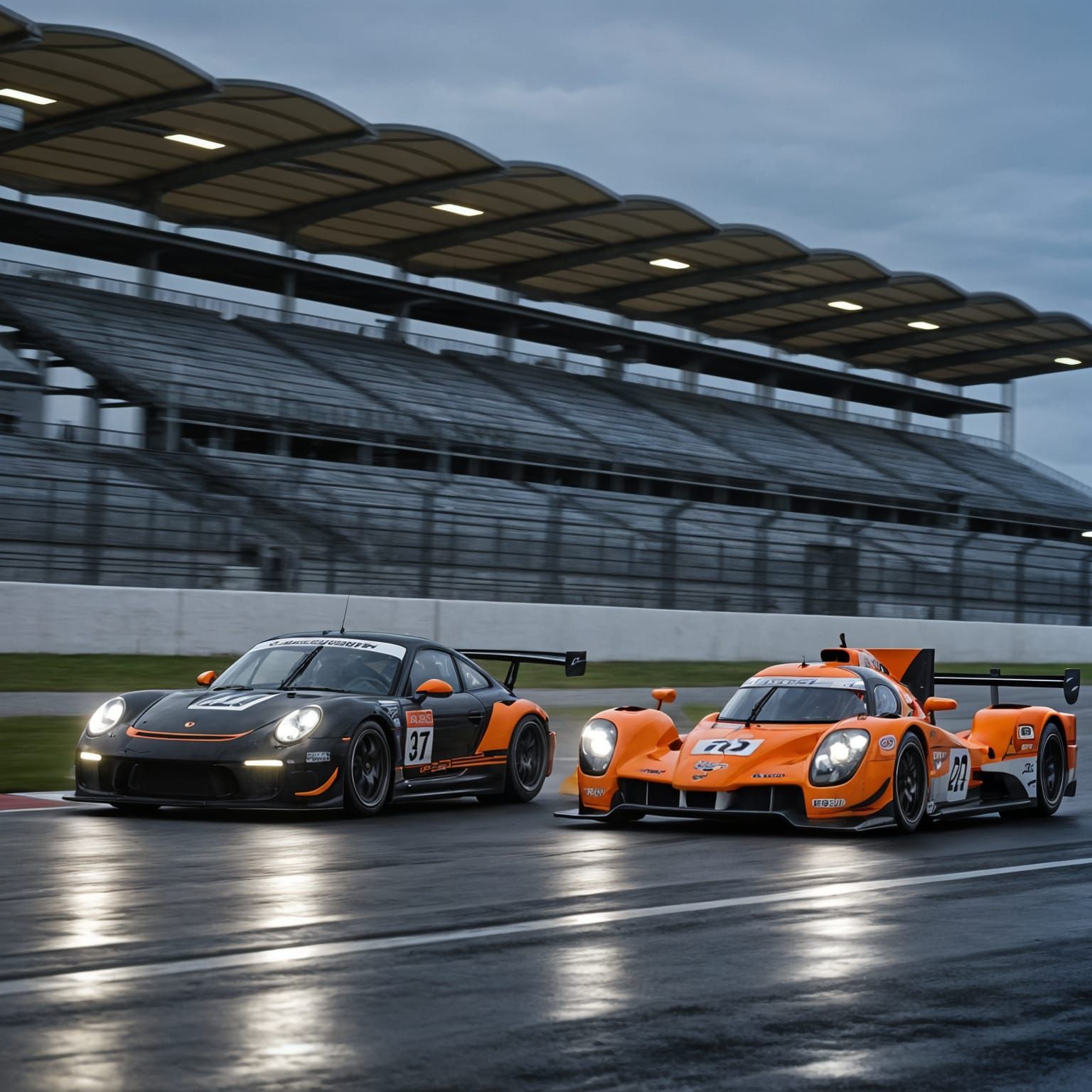 Dynamic Photo of Racing Cars at High Speed