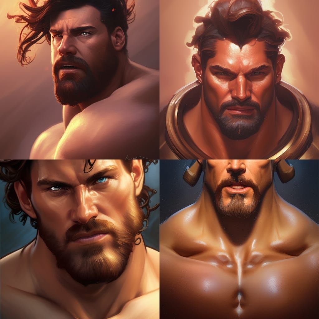 Heroic Hercules Portrait in Hyperdetailed Style