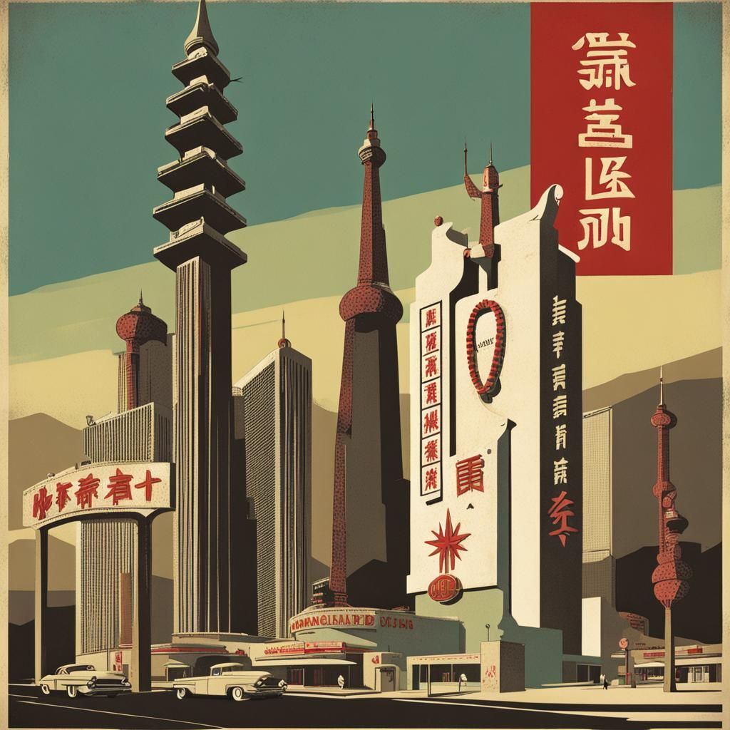 Sinister Las Vegas Landmarks in Brutalist Propaganda Art