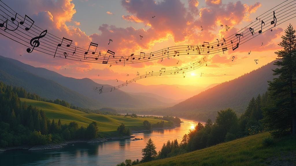 Harmonious Sunset Landscape in Impressionist Style