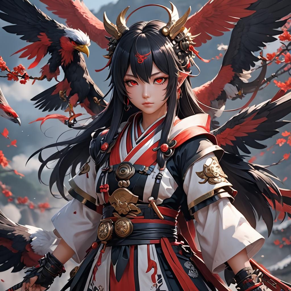 Anime Style Tengu Waifu 3D Art