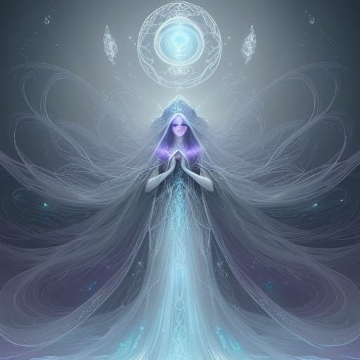 Ethereal Sorceress Quintessa in Dreamlike Surrealist Landsca...