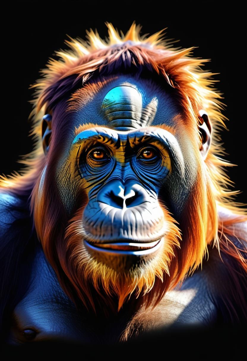 Steampunk Orangutan in Watercolor, HDR, 8K