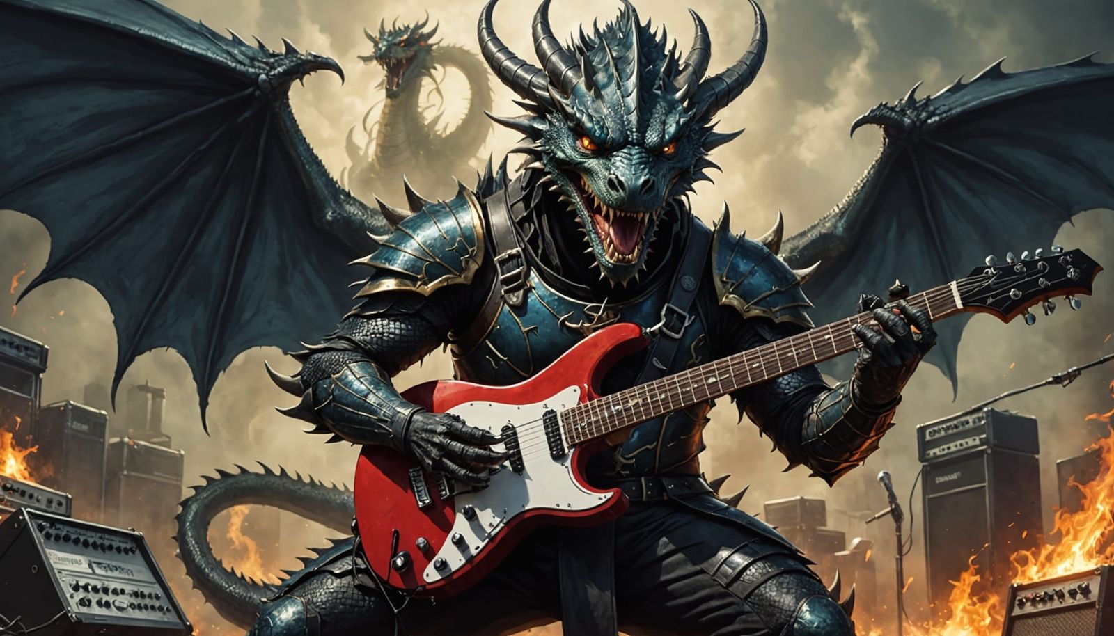 Electric Dragon Rockstar Shredding on Stage