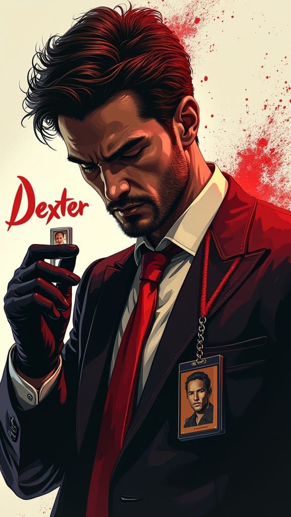 Noir Graphic Novel Scene with Man Studying Slide