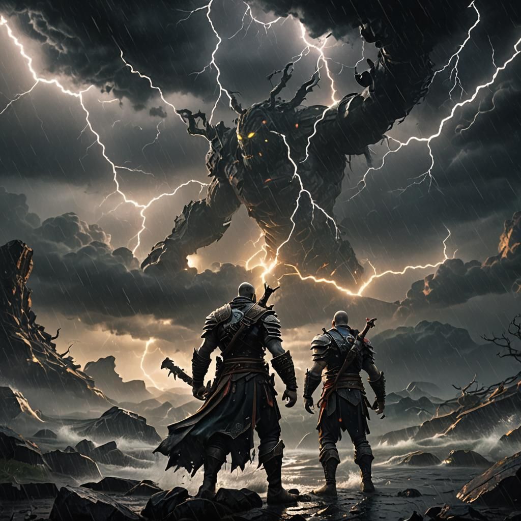 Stormy Figure in Golden Hour Light: 3D Videogame Art