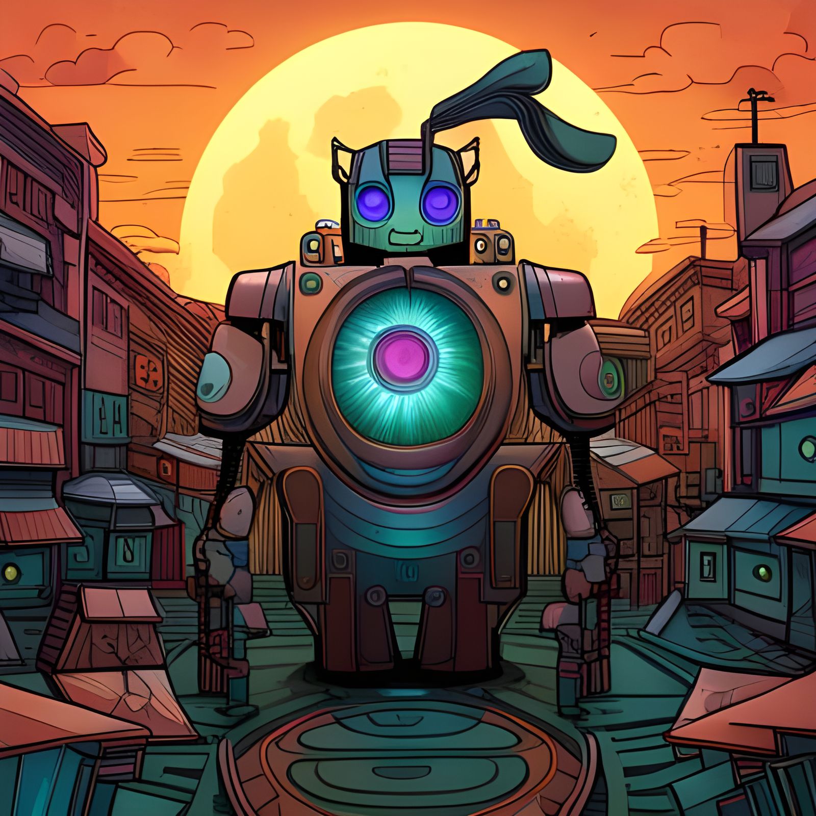 Anthropomorphic Robot's Emotional Serenade in Ukiyo-e Style