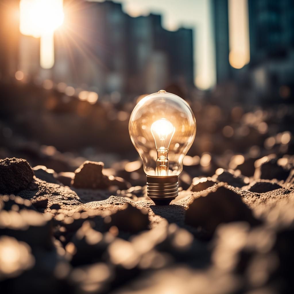 Underground City Lit by Lightbulb Sun