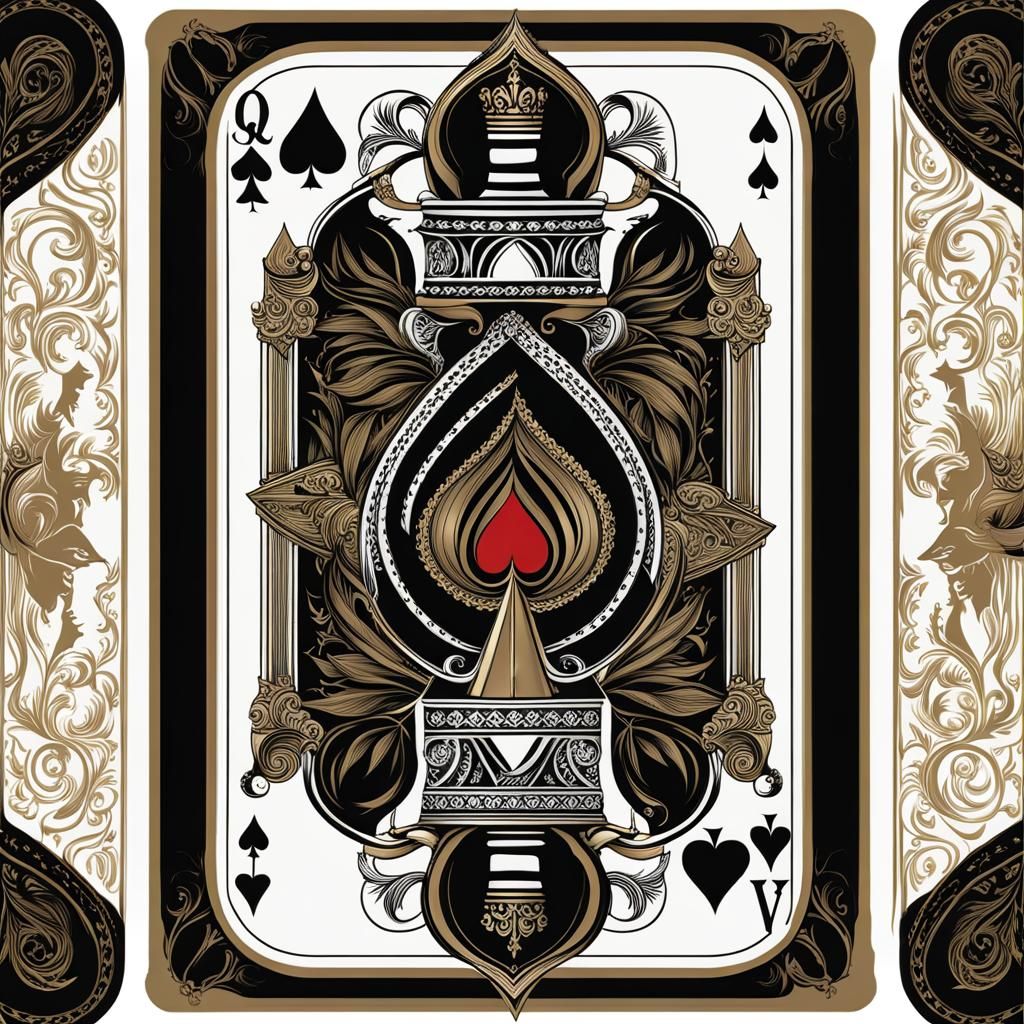 Elegant Queen of Spades Card in Synthwave Style