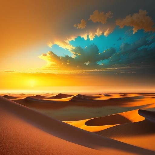 Sahara Desert Sunset: Billowy Clouds Over Valley