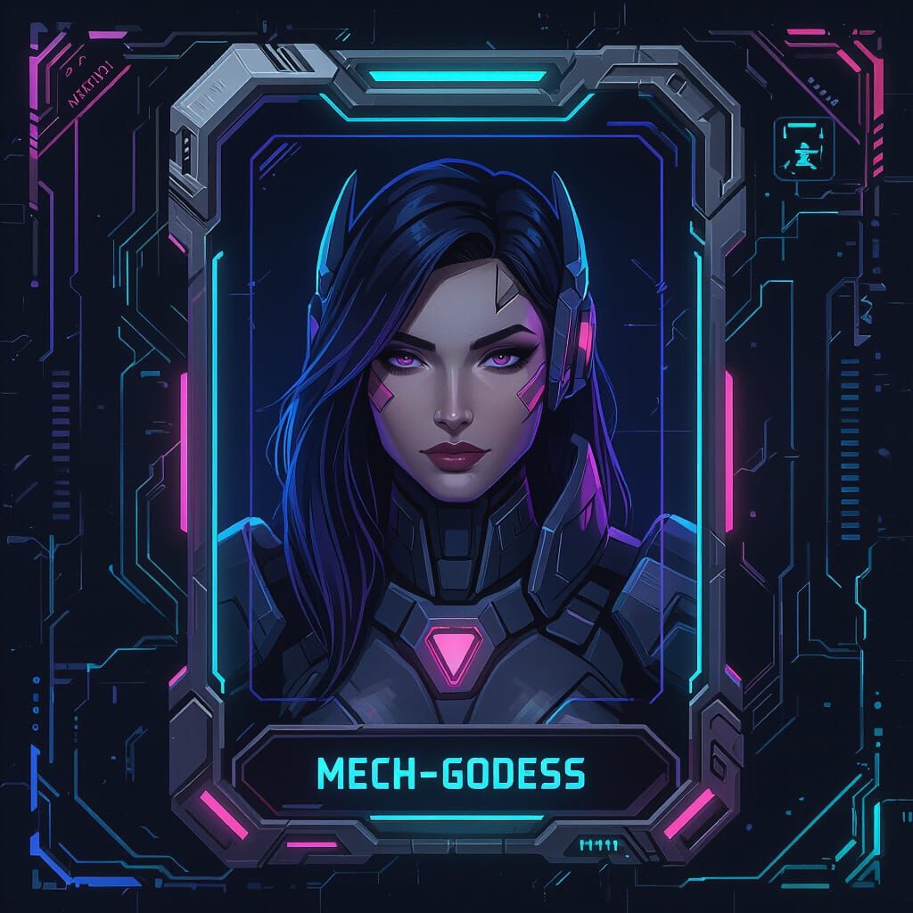 Futuristic Cyberpunk Game Character Card Frame
