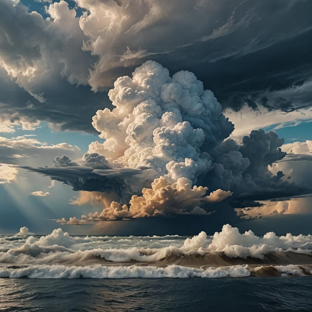 Ethereal Cloudscape Over Parched Earth in Golden Light