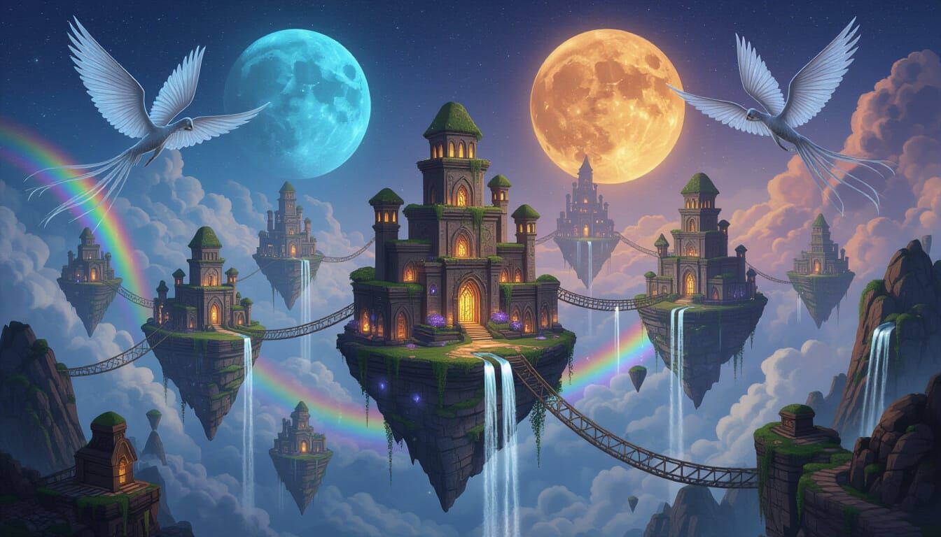 Floating City Among Two Moons