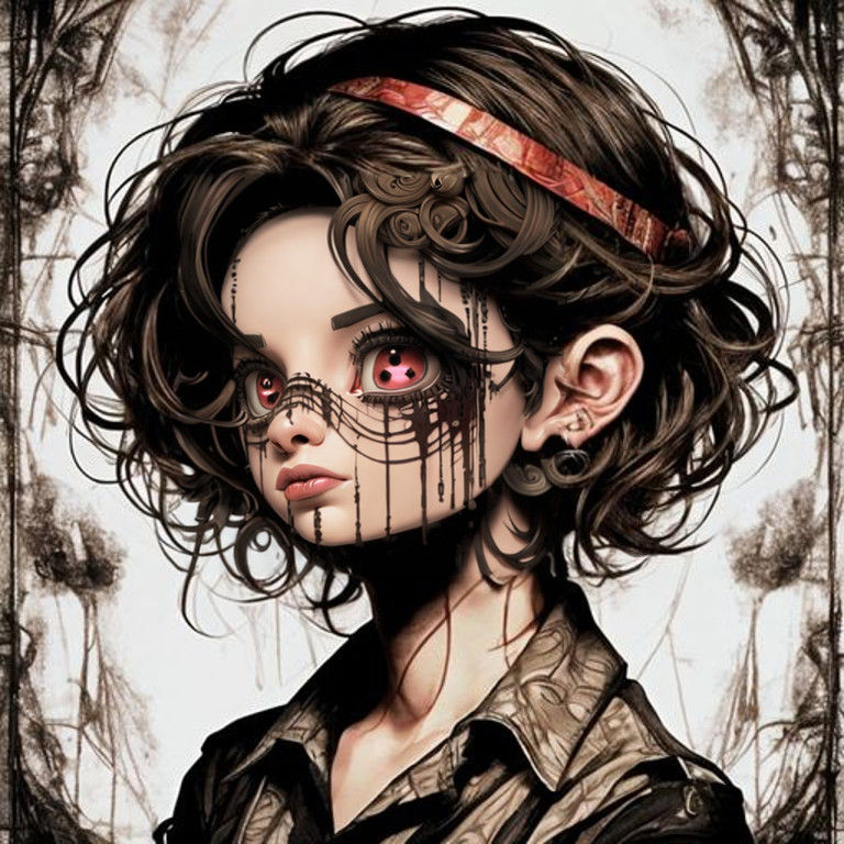 Ethereal Gothic Figure in a Whimsical Rainbow Haze