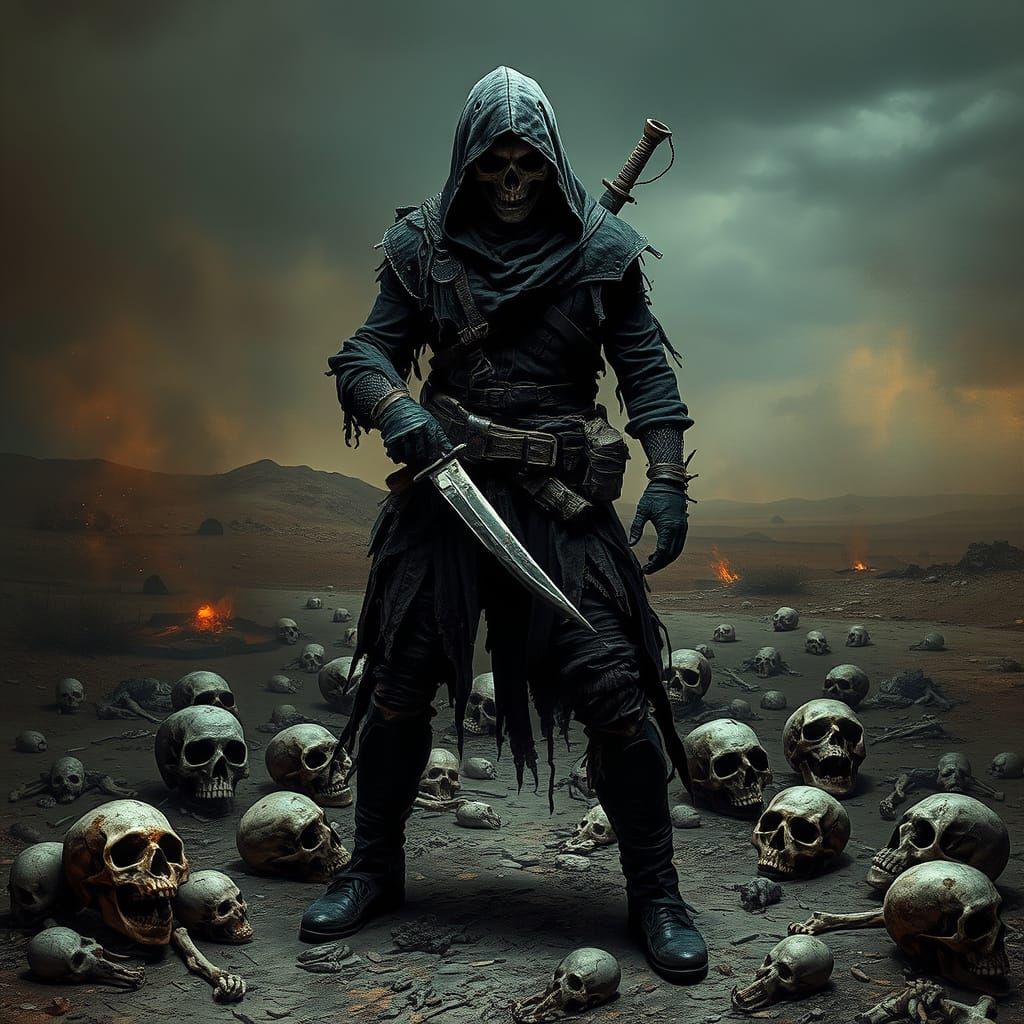 Ominous Figure in Desolate Wasteland