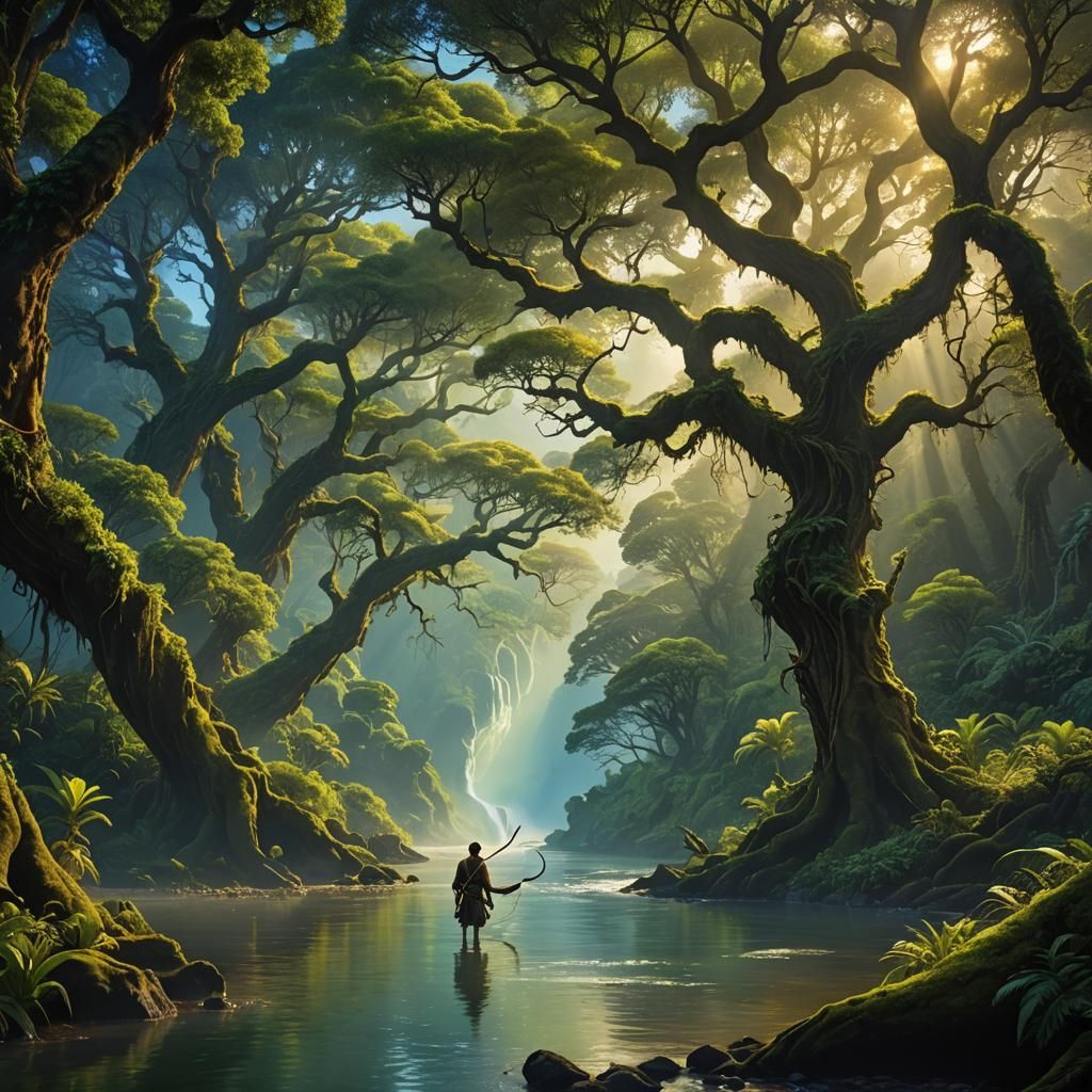 Maui Searches Ancestral Lands: Detailed Matte Painting