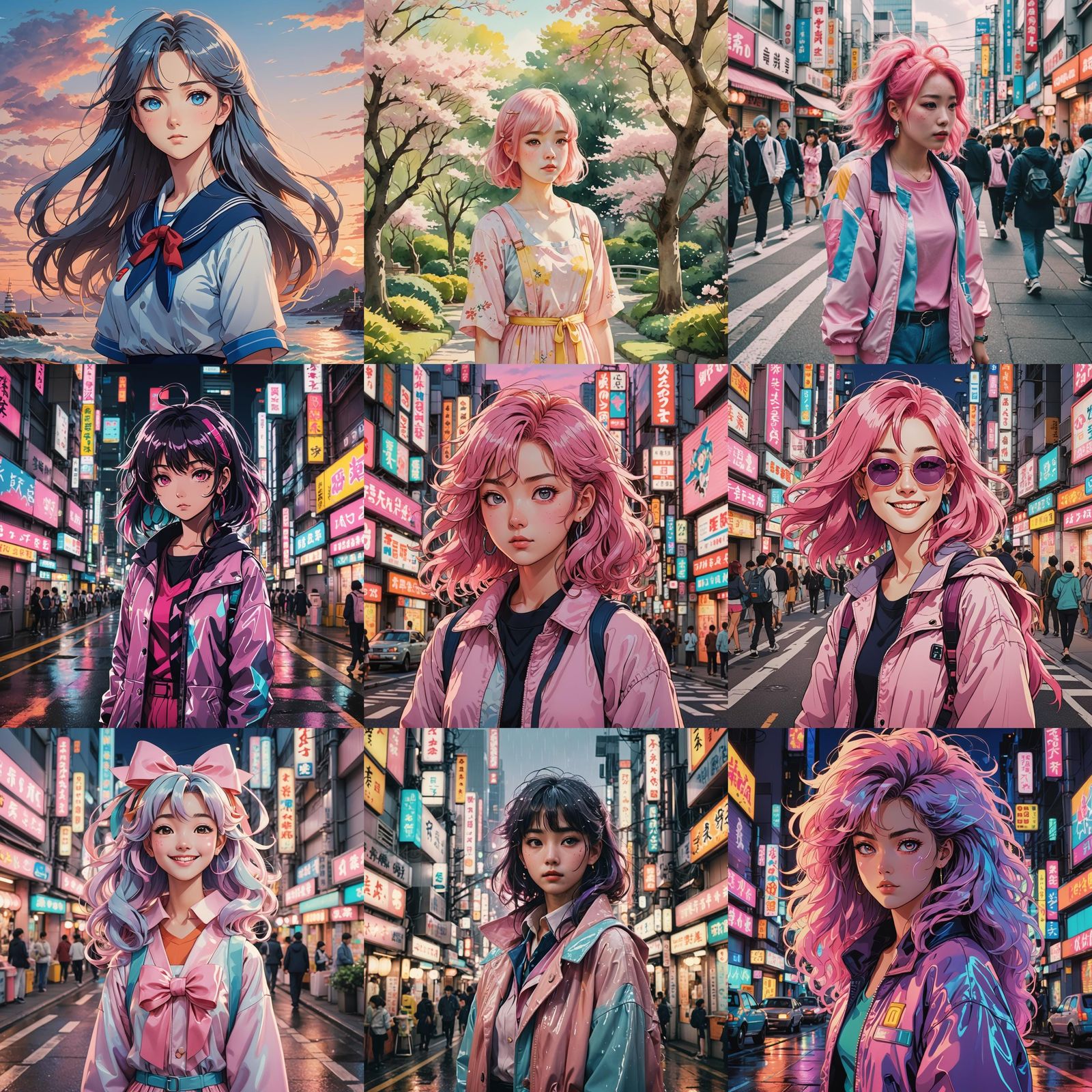 Retro Anime Woman Illustration