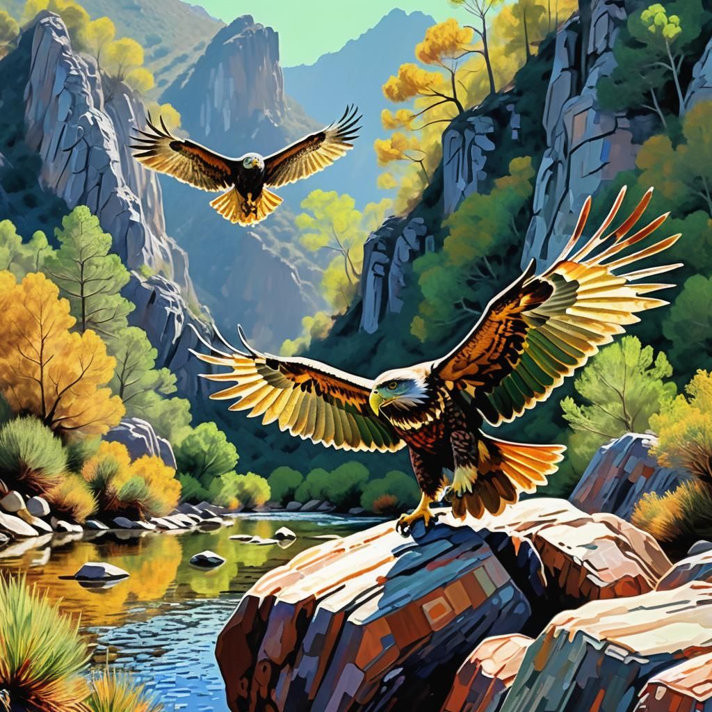 En un las rocas de la montaña, un águila imperial, tiene  un...