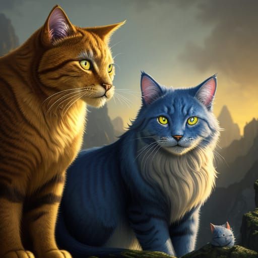 Fantasy Cats Representing Generations in Matte Painting