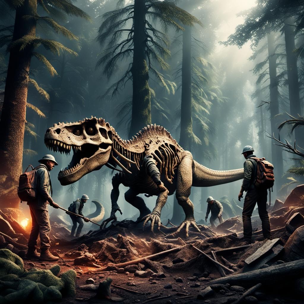 Archeologists Discover Dinosaur Fossils in Dystopian Forest